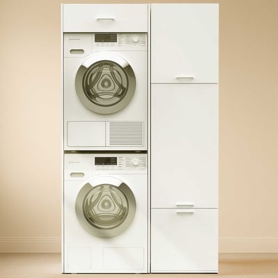 Kasten voor wasruimte Linea - 116x67x200cm - 4 deuren - wit