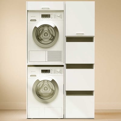 Kasten voor wasruimte Linea - 116x67x200cm - 5 deuren - wit