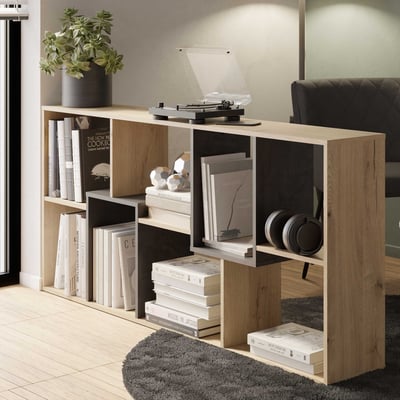 Boekenrek Tania - 161x24x71cm - eikdecor/zwart Boekenrek Tania - 161x24x71cm - eikdecor/zwart