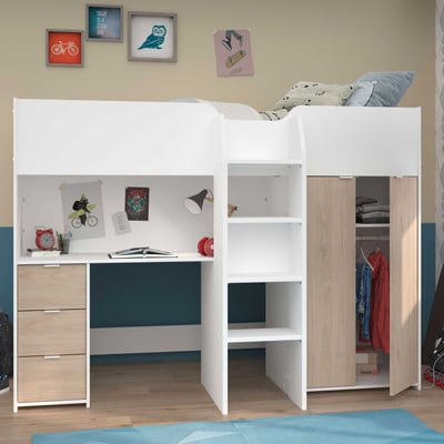 Halfhoogslaper Neda 90x200cm - wit/eik decor Halfhoogslaper Neda 90x200cm - wit/eik decor