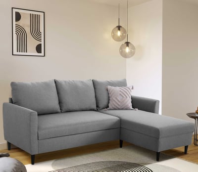 Hoekbank Tweety rechts - 192x137x82cm - grijze stof Hoekbank Tweety rechts - 192x137x82cm - grijze stof