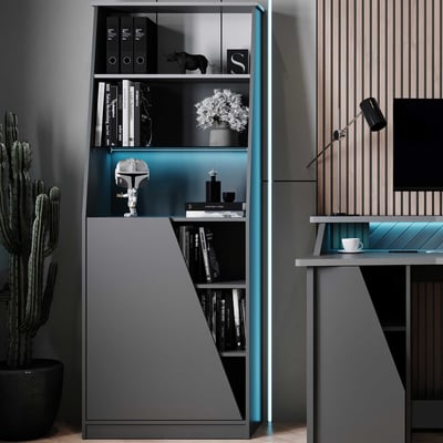 Boekenkast Venom | 71,7 x 34,3 x 184,5 cm | Zwart