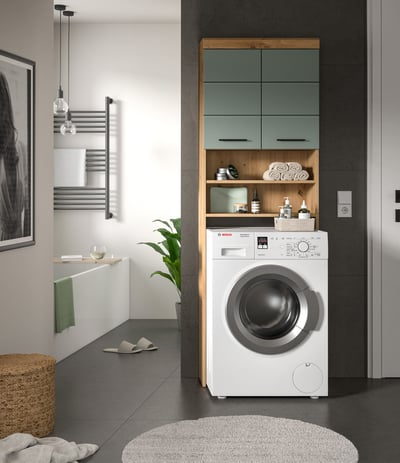 Wasmachinekast Scout Xonox - Sage Green & Artisan Oak - 63x191x24 cm