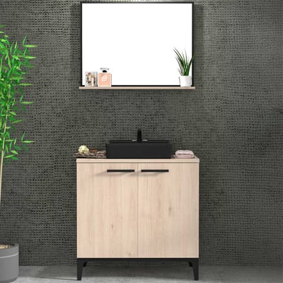 Badkamerkast Dotan met 2 deuren & spiegel - eik 