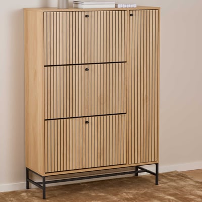 Schoenenkast Albany - 99x35x140cm - 4 deuren - eikdecor