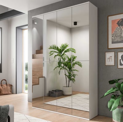 Kledingkast Projekt X Xonox - Wit Laminaat met Spiegel - 122x193x34 cm