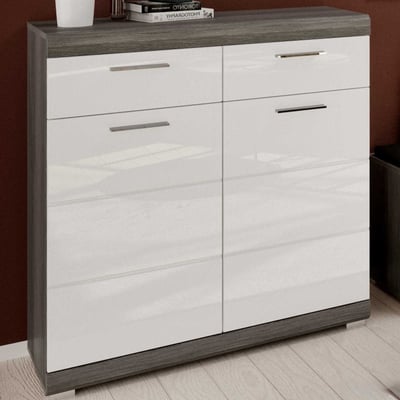 Schoenenkast Scout Xonox - Smoke Silver & Wit Hoogglans - 90x96x37 cm