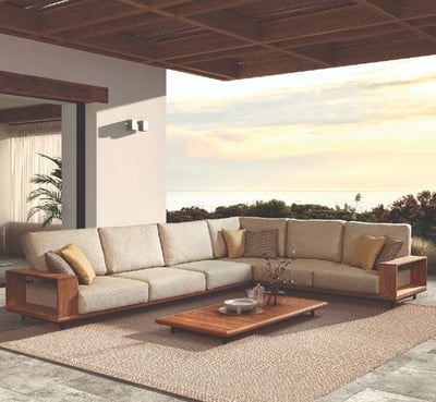 Loungeset Cabo Verde teak en Olefin - teakhout/ecru Loungeset Cabo Verde teak en Olefin - teakhout/ecru