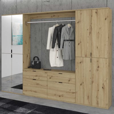 Kledingkast Projekt X Emob - Artisan Oak - 183x193x34 cm - Spiegeldeuren