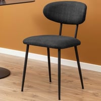 Eetkamerstoel Denise : Stof Basel, donkergrijs en zwart staal