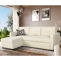 Hoekbank links Rosalie - met opbergruimte - beige teddystof