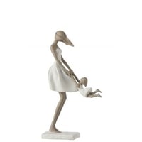 Moeder spelend met dochter poly wit/taupe