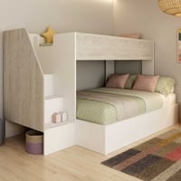 Stapelbed Easy voor 3 personen - 90x200cm & 140x200cm - cascina eikdecor/wit