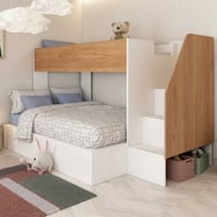 Stapelbed Easy voor 3 personen - 90x200cm & 140x200cm - golden oakdecor/wit