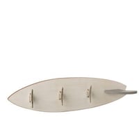 Kapstok 3haken surfplank hout beige metaal zilver
