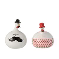 Kip bonjour/mon amour keramiek wit/rood/zwart large assortiment van 2