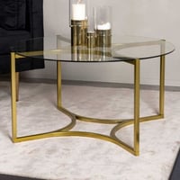 Salontafel Kivik - Glas en messing - ⌀90x45 cm - Goud