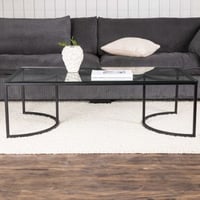 Salontafel Skanör - Glas/Zwart - 140x70x42 cm