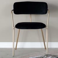 Eetkamerstoel Arrow - Zwart fluweel met messing - 61x79x58 cm