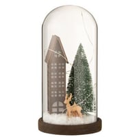 Stolp hoog led huis glas/hout dark brown/green large