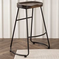 Barkruk Ozark - Staal en Donker Walnoothout - 41x74x48 cm - Zwart