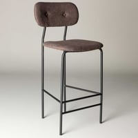 Barkruk Ralf - Staal en Donkerbruin linnen - 49x105x47 cm