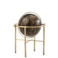 Wereldbol vintage ijzer/plastiek goud/zwart large