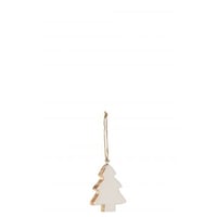 Hanger kerstboom mango hout wit small - Set van 4