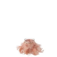 T-lichthouder veren licht roze glas transparant small - Set van 3