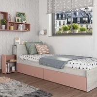 Eenpersoonsbed Kazim 90x200 met opbergruimte - oudroze