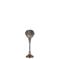 Theelichthouder op voet juweel metaal/aluminium/glas smokey grey medium
