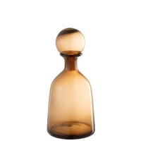 Fles+stop effen decoratief laag glas bruin small