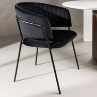 Eetkamerstoel Selma Venture Design - Staal/Fluweel - 58x82x54 cm - Zwart