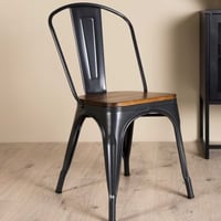 Eetkamerstoel Tempe - Staal/Donkerbruin MDF - 53x85x45 cm