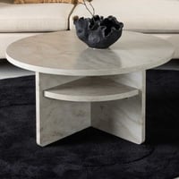 Salontafel Ålesund - MDF Marmerlook - Ø85cm - Beige