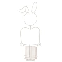 Kaarshouder konijn metaal/glas wit large
