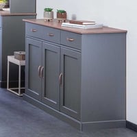 Dressoir Cerci 131cm met 3 deuren & 3 lades - grijs 