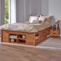 Tweepersoonsbed met multi-opbergoplossingen Till | 180 x 200 cm | Teakhout
