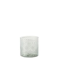 Windlicht patroon glas transparant/wit small