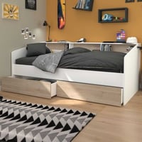 Kinderbed Sleep 90x200cm met bedlades - wit/eikdecor