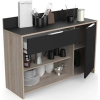 Microgolfkast Michael 1 lade, 2 open vakken, 1 draaideur en 1 legplank-ruwe eik/zwart