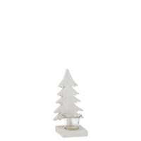 T-lichthouder kerstboom hout wit