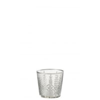 Windlicht chloe glas transparant/zilver small