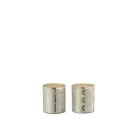 Theelicht houder glas zilver extra small assortiment van 2