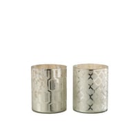 Windlicht glas zilver small assortiment van 2
