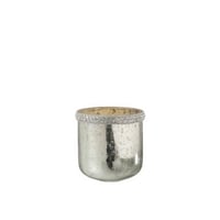 Windlicht diamant glas zilver small