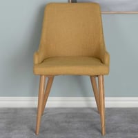 Eetkamerstoel Plaza - Mosterdgeel Linnen & Eik-look - 58x86x49 cm