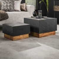 Salontafelset Boxy-leisteen/acacia