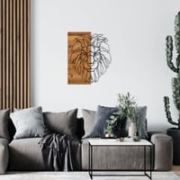 Wallity Decoratief Hout Wandaccessoire-100% Metaal | Zwart Notenhout | 1 Dikte