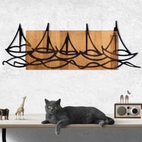 Wallity - Decoratief Houten Wandaccessoire | 100% Metaal | Zwart Notenhout